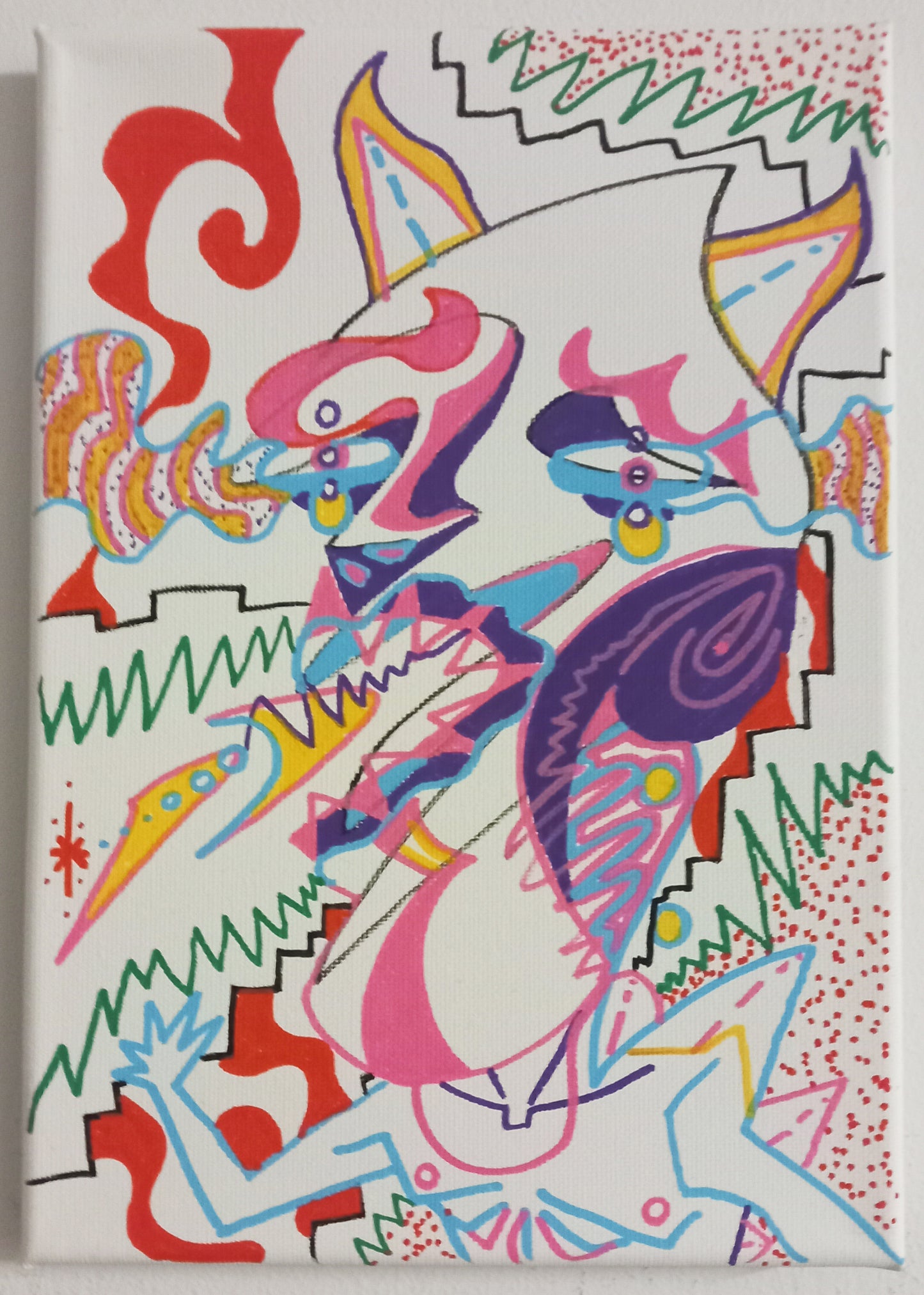 "80s Demon Scream" A4 Canvas Posca Paint Pen Original Painting