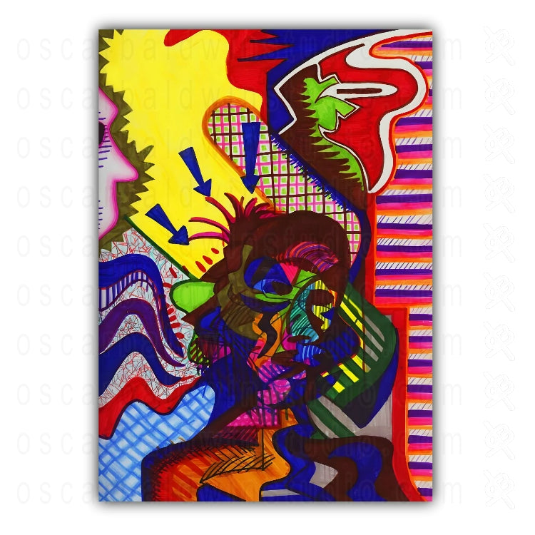 "Figures in a Crowded Room" Art Print