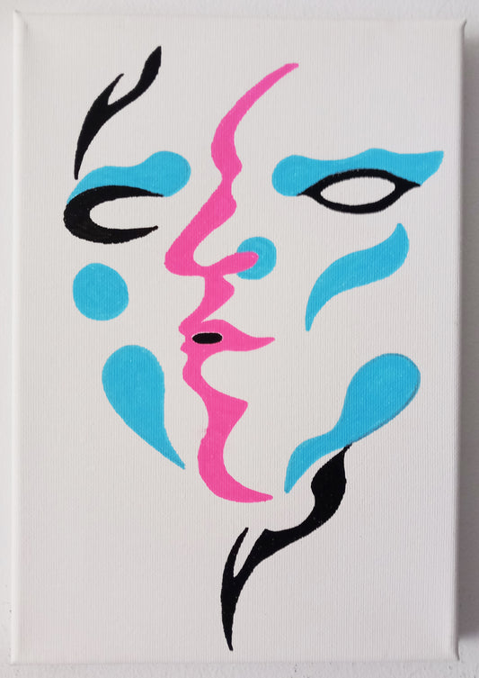 "Face in the Mist" A4  Canvas Original Posca Paint Painting